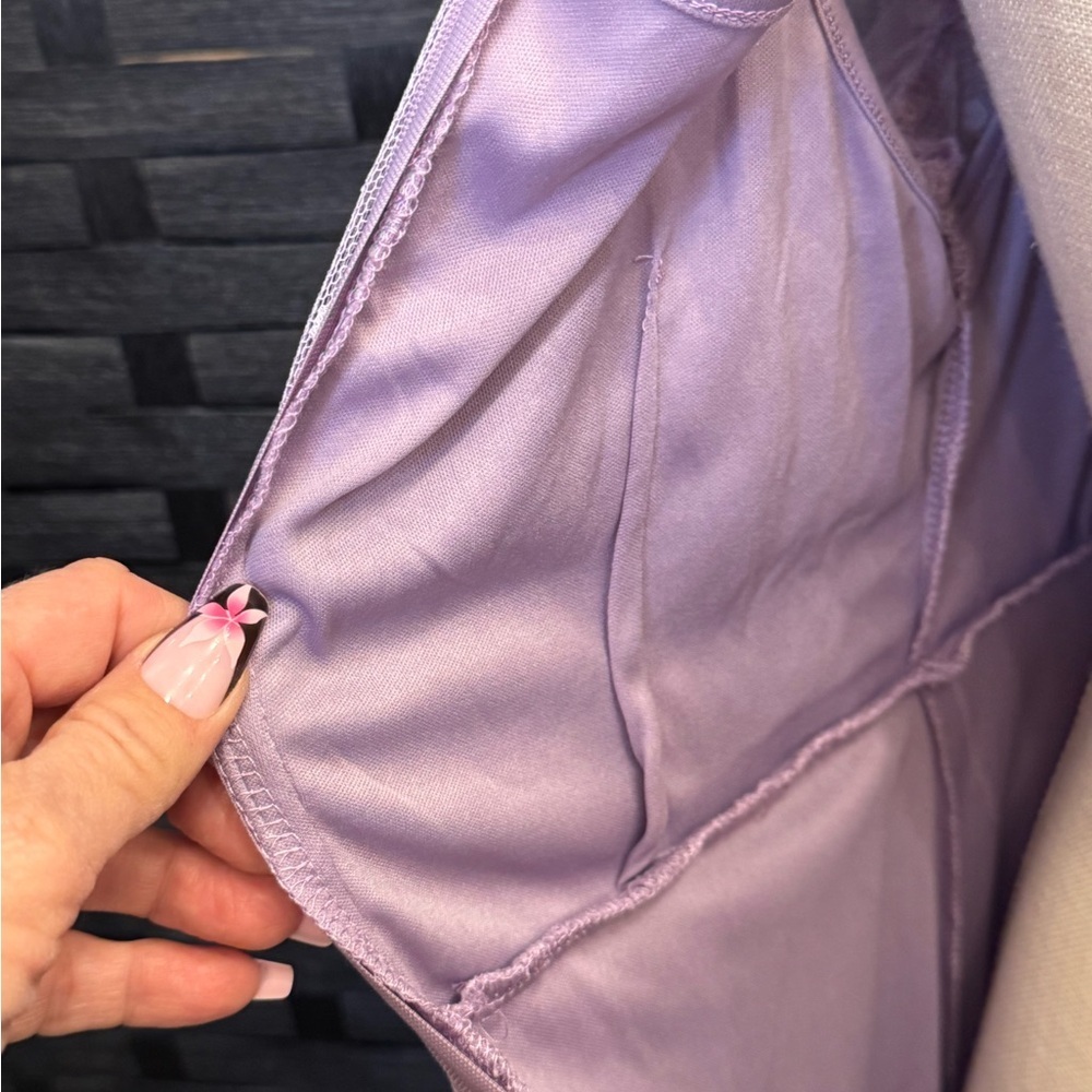 SHEIN Lilac Mesh Maxi Dress Classic Polka Dot Dobby with Ruffles - Picture 5 of 7